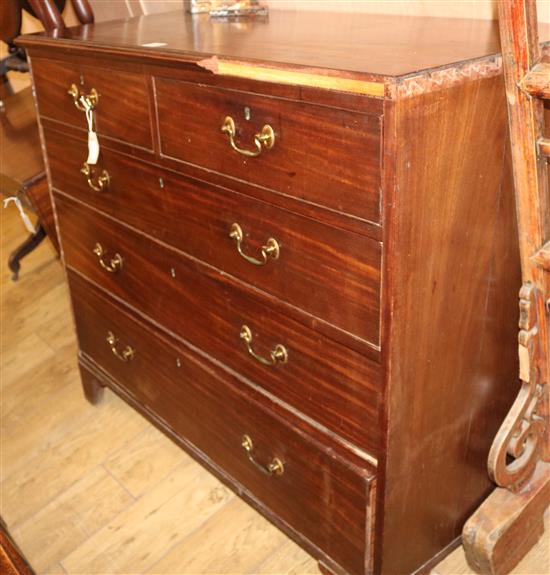 A George III mahogany chest fitted two short drawers and three graduated long drawers, W.119cm (a.f.)